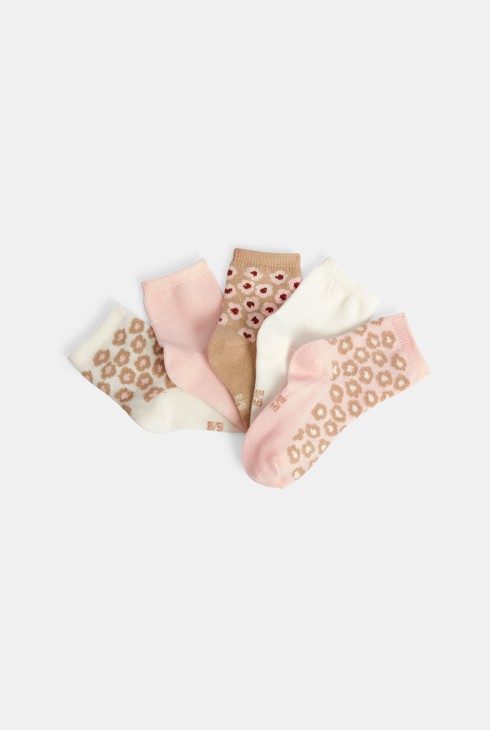 Różowe skarpetki w kwiatki niemowlę dziewczynka (5 par) 2