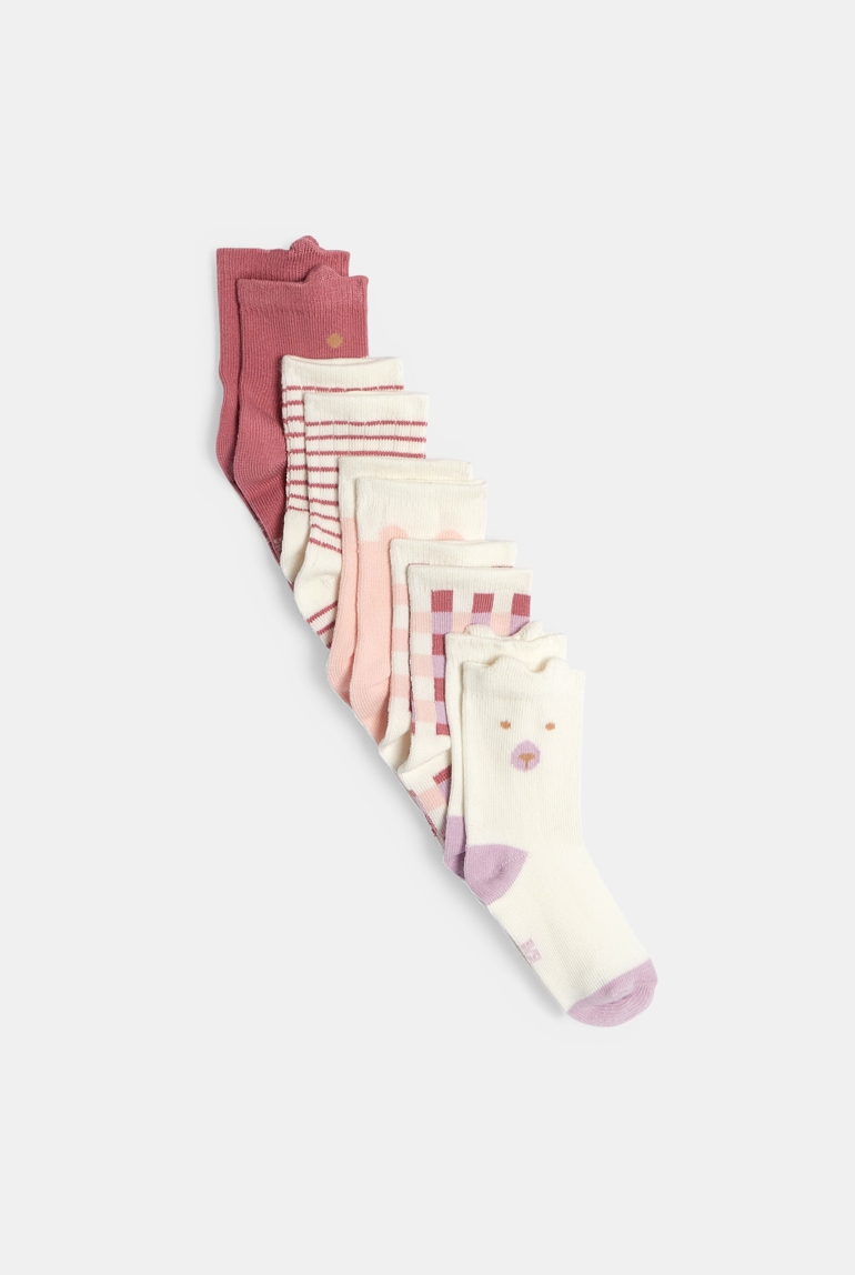 Chaussettes ours rose bébé fille (lot de 5) 1