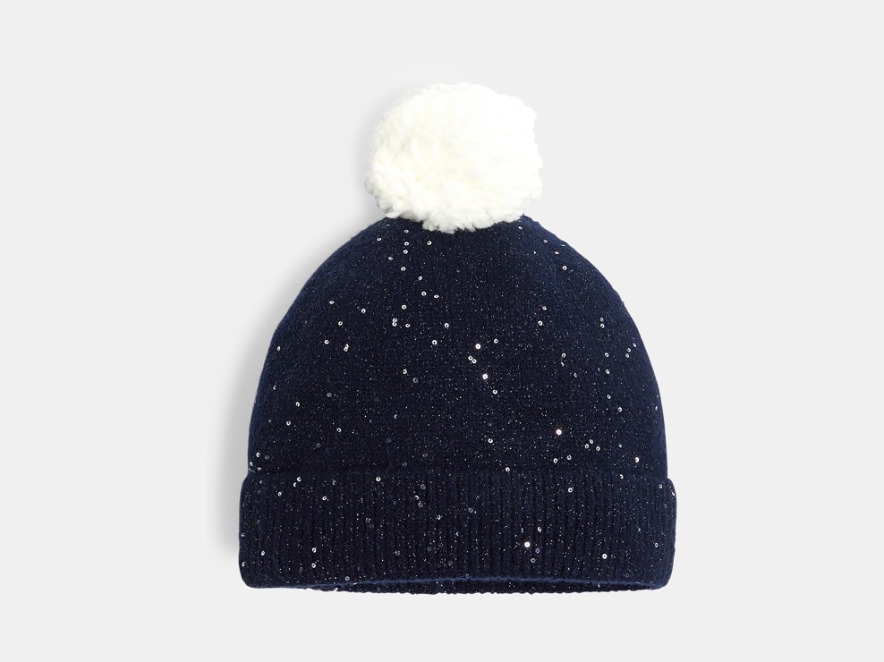 Bonnet à paillettes bleu marine Fille 1