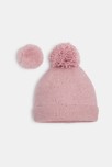 Bonnet à paillettes et pompons rose Fille