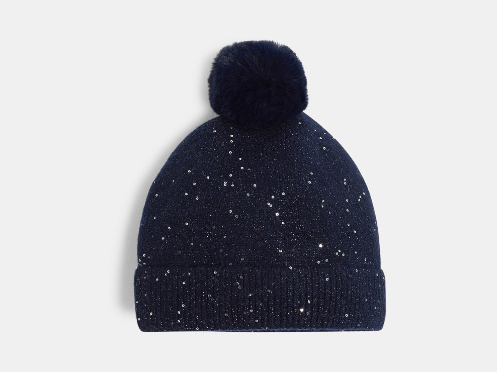 Bonnet à paillettes bleu marine Fille 2