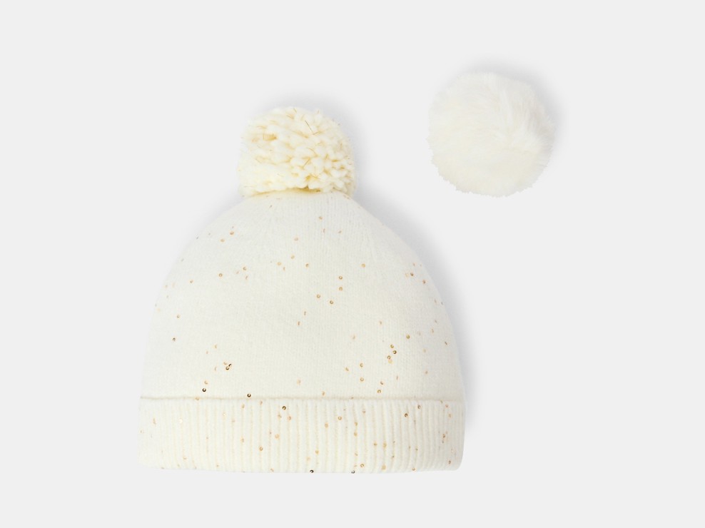 Bonnet à paillettes écru Fille 2