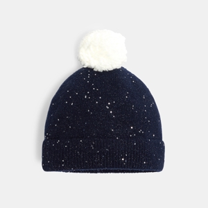 Bonnet à paillettes bleu marine Fille 1