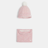 Bonnet + snood torsadés rose Fille