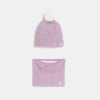 Bonnet + snood assortis mauve Fille