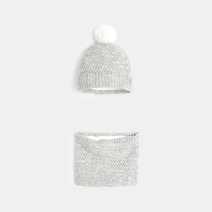 Bonnet + snood assortis gris Fille 1