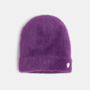 Bonnet en tricot poilu violet Fille