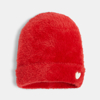 Bonnet en tricot poilu rouge Fille