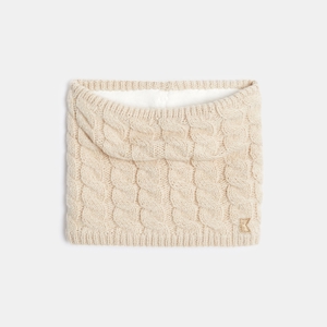 Girl's beige cable-knit snood 1