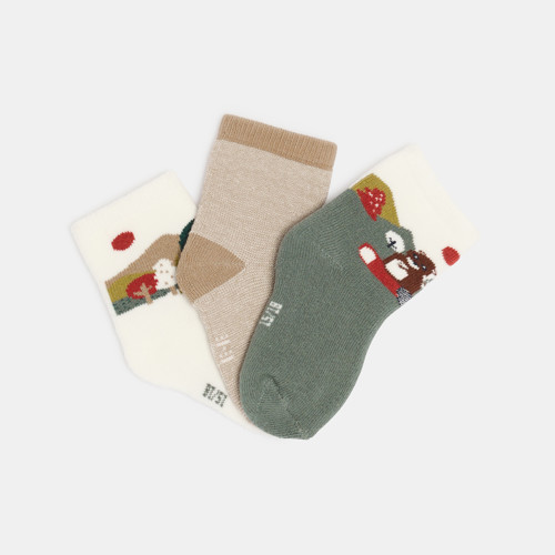 Chaussettes Thème Hiver Vert Bébé Garçon (lot De 3) - Vert Cyprès - 15/18 - OBAIBI