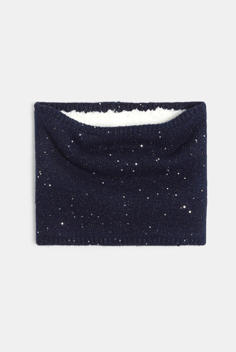 Snood à paillettes bleu marine Fille 1