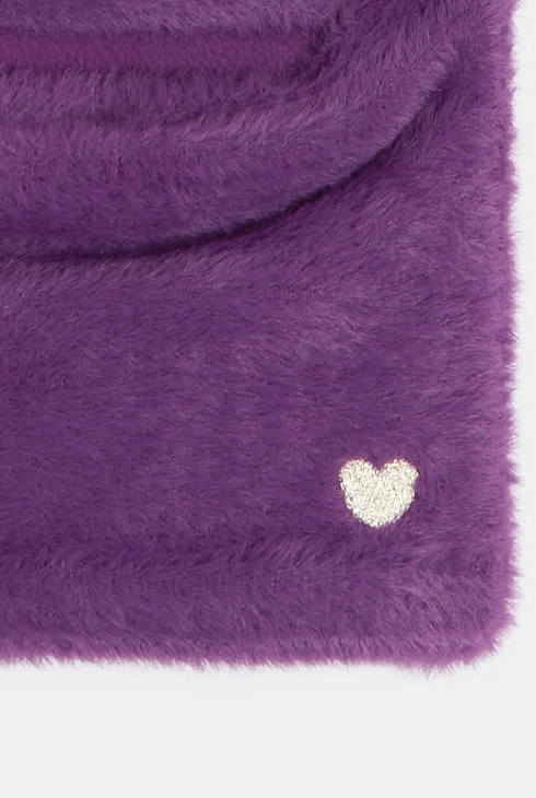 Snood en tricot poilu violet Fille