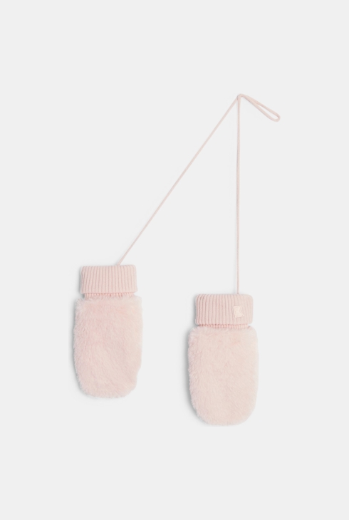 Moufles en moumoute sherpa et polaire rose pastel Fille 2
