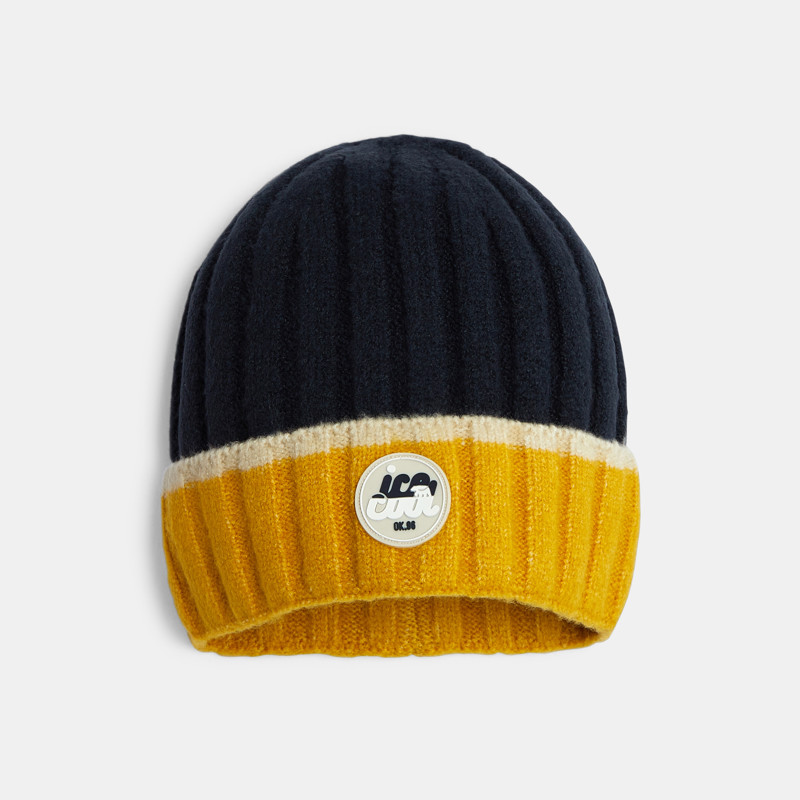 Gerippte Mütze in Marineblau für Jungen