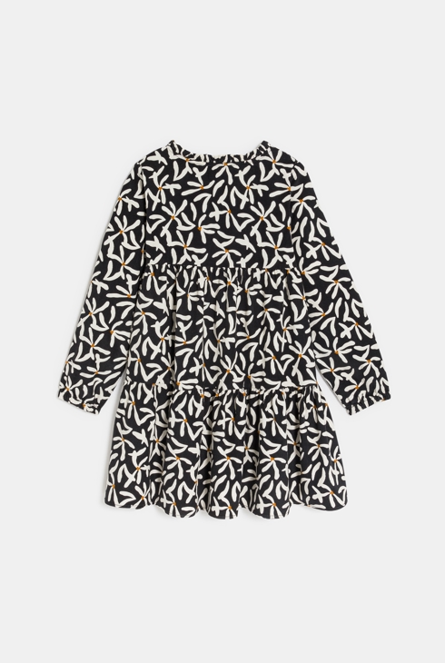 Robe en velours côtelé imprimé noir Fille