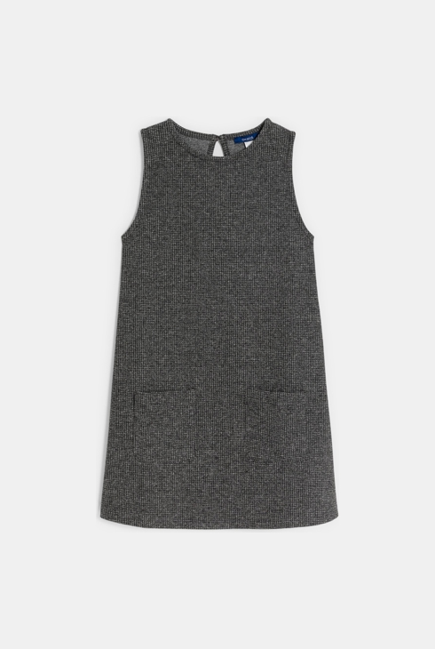 Robe chasuble petits carreaux gris Fille