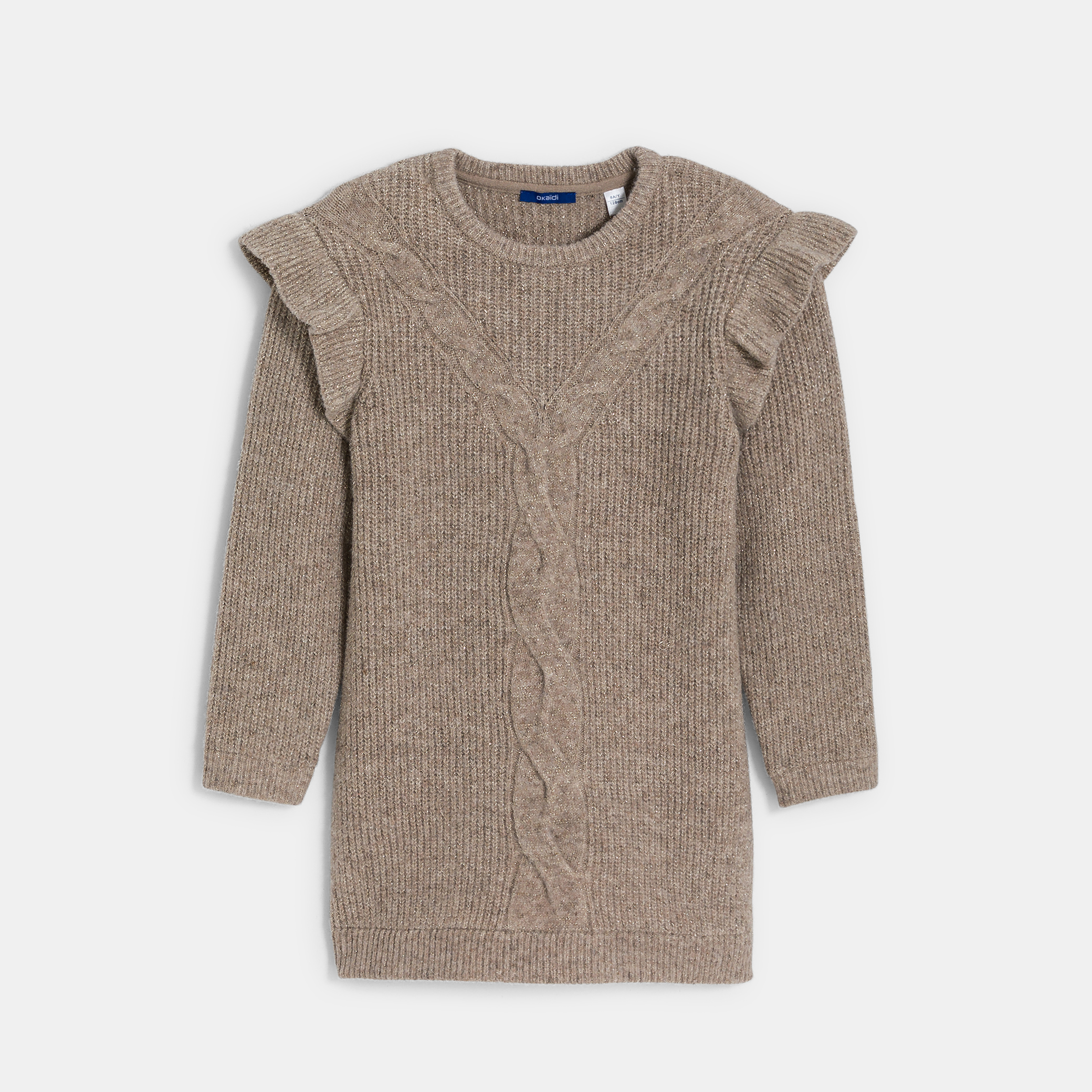 Girl's dark beige ruffle jumper dress Okaïdi & Obaïbi