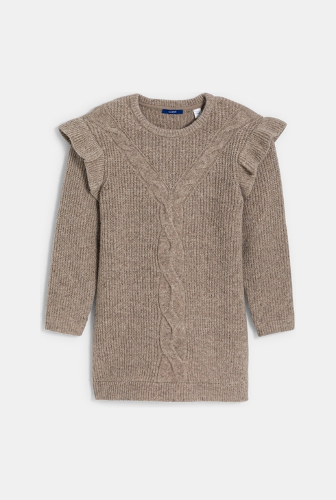 Robe pull à volants beige foncé Fille