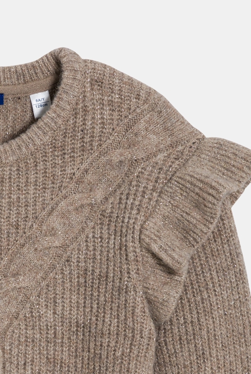 Robe pull à volants beige foncé Fille