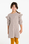 Robe pull à volants beige foncé Fille 1