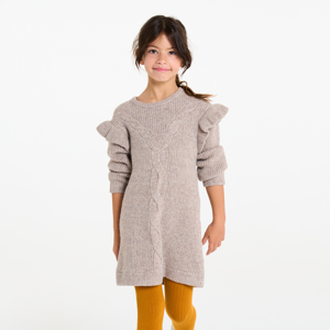 Robe pull à volants beige foncé Fille 1