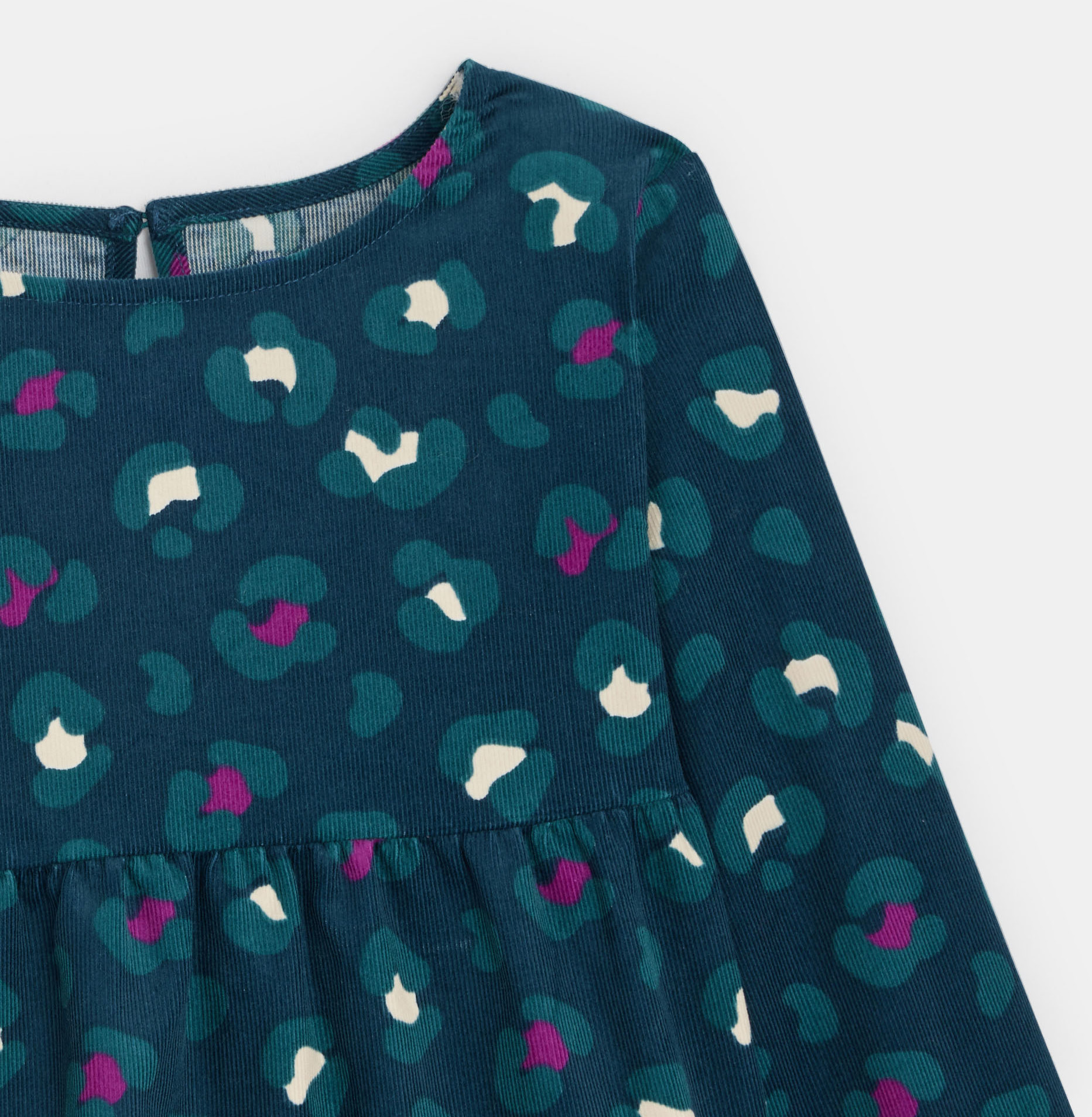 Bedrucktes Kleid aus blauem Samt für Mädchen 2