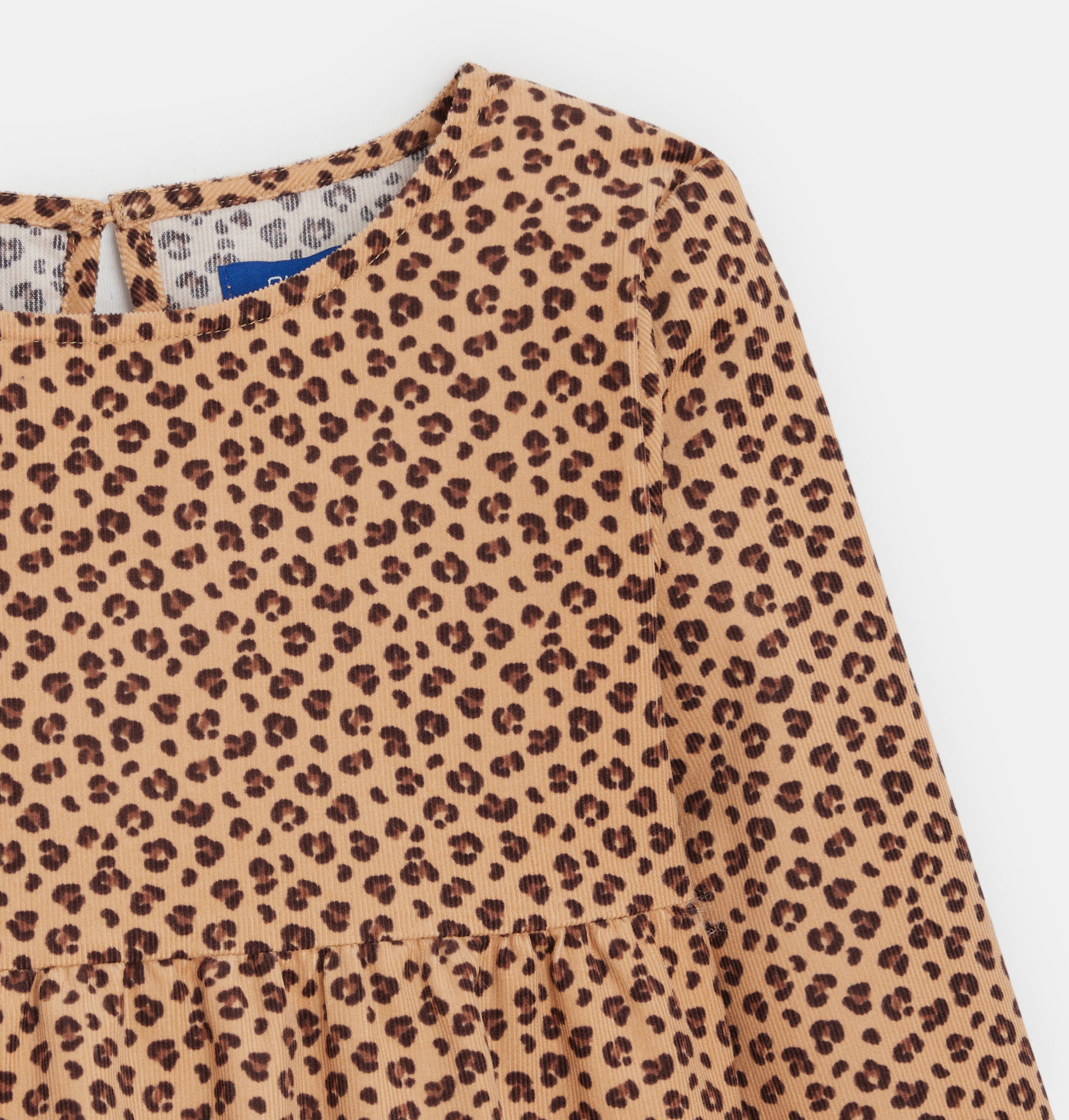 Dekliška rjava žametna obleka z leopardjim potiskom 2