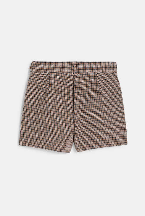 Mini jupe-short à carreaux marron Fille