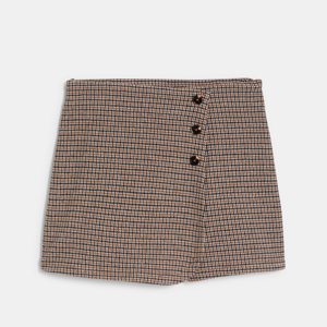 Mini jupe-short à carreaux marron Fille 1