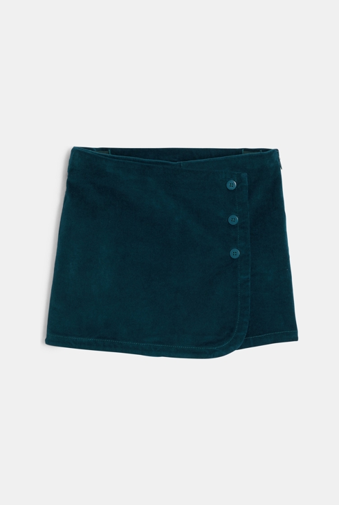 Jupe-short en velours côtelé bleu marine Fille 1