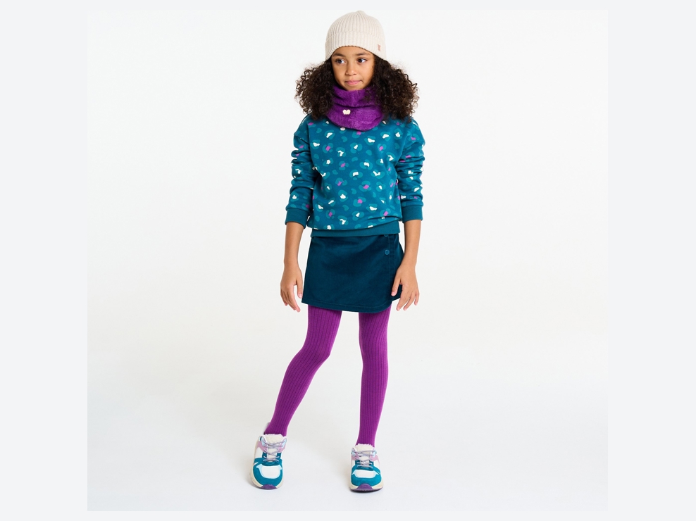 Minigonna-pantalone in velluto a costine blu navy bambina 1