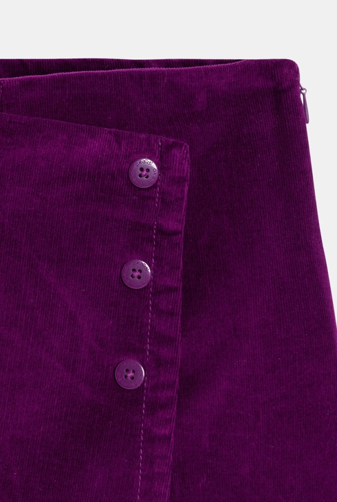 Jupe-short en velours côtelé violet Fille