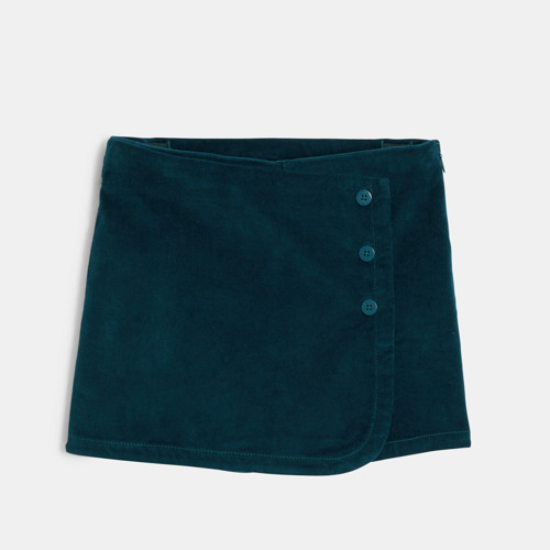 Jupe-short En Velours Côtelé Bleu Marine Fille - Bleu Lagon - 3A - OKAIDI