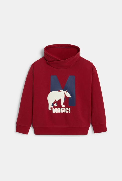 Sweat-shirt à message rouge bordeaux Garçon