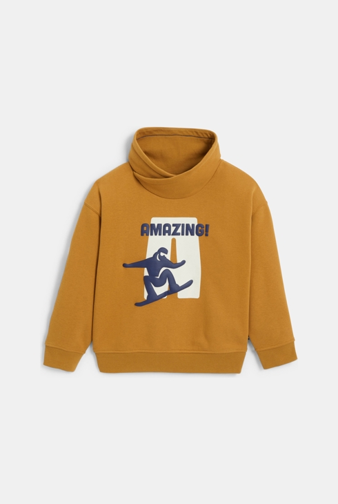 Sweat-shirt à message marron clair Garçon