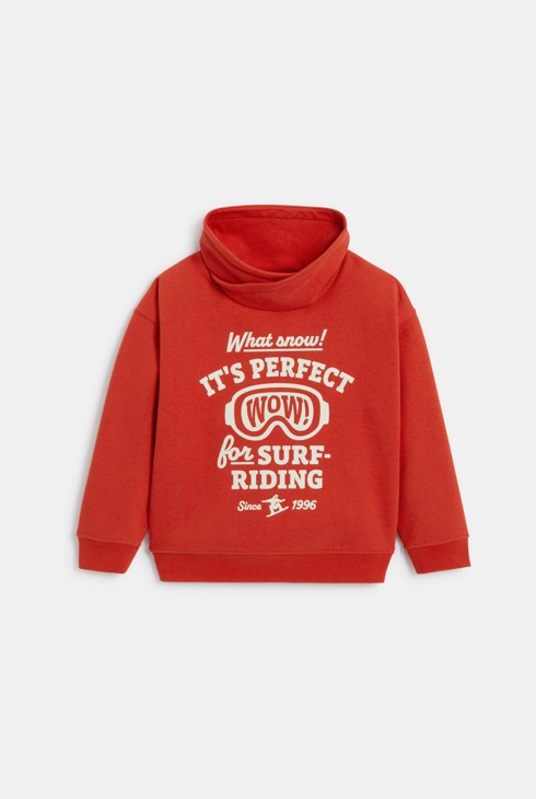 Boy's orange slogan sweatshirt 1