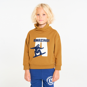 Lichtbruine sweater met tekst voor jongens 1