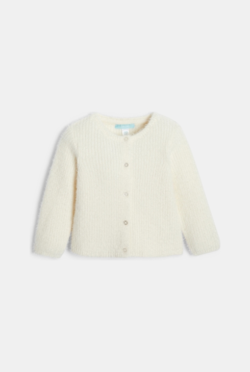 Gilet maille tricot doux blanc bébé fille
