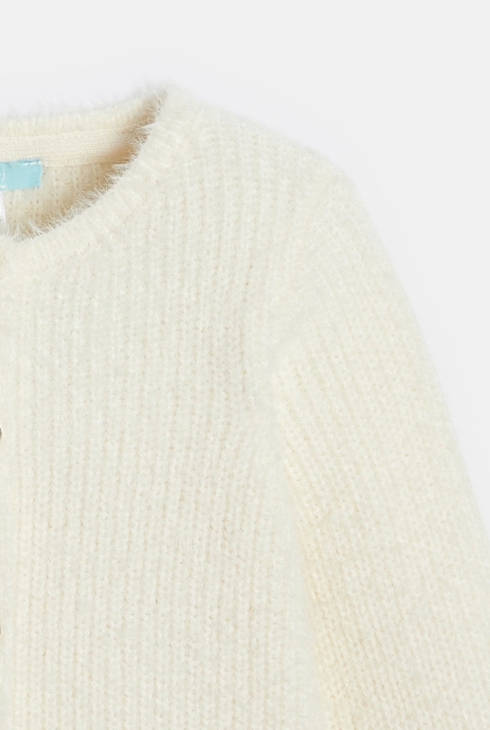 Gilet maille tricot doux blanc bébé fille