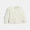 Gilet maille tricot doux blanc bébé fille