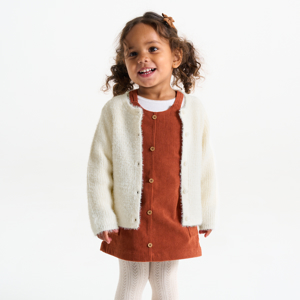 Gilet maille tricot doux blanc bébé fille 1