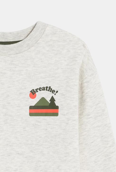 Sweat-shirt motif devant et dos gris chiné Garçon