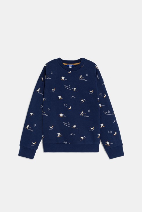 Sweat-shirt motif ski bleu marine Garçon 1