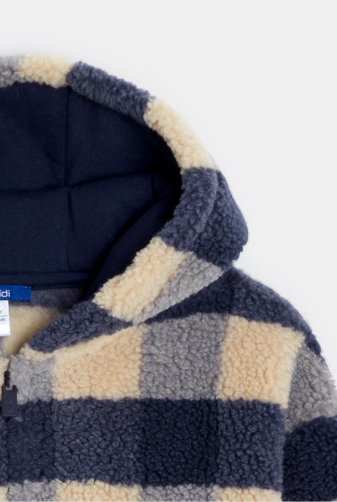 Blaues Sweatshirt aus kariertem Kuschelfleece für Jungen 2