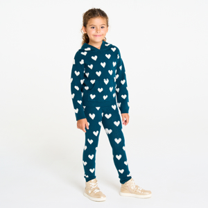 Marineblauwe legging met hartprint voor meisjes 1