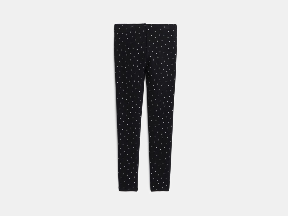 Legging chaud imprimé noir Fille 1