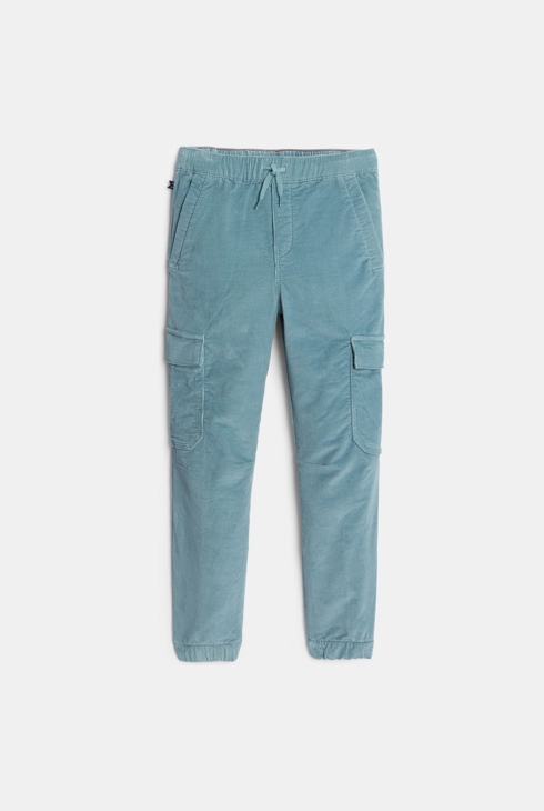 Pantalon cargo en velours côtelé bleu Garçon