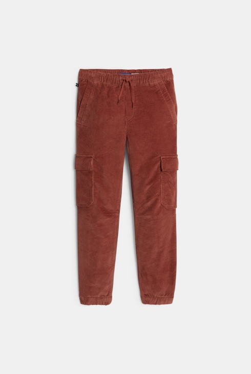 Pantalon cargo en velours côtelé marron rouille Garçon