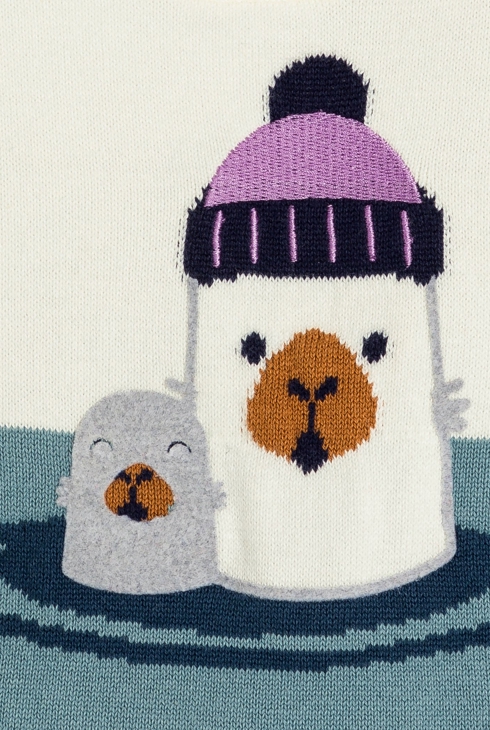 Pull maille tricot phoque bleu bébé garçon