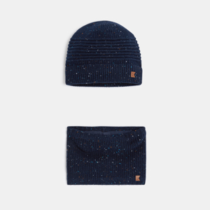 Bonnet + snood assortis bleu marine Garçon 1